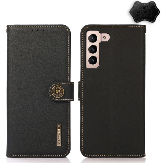 For Samsung Galaxy S23+ 5G KHAZNEH Custer Genuine Leather RFID Phone Case(Black) - Galaxy S23+ 5G Cases by buy2fix | Online Shopping UK | buy2fix