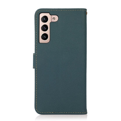 For Samsung Galaxy S23+ 5G KHAZNEH Custer Genuine Leather RFID Phone Case(Green) - Galaxy S23+ 5G Cases by buy2fix | Online Shopping UK | buy2fix