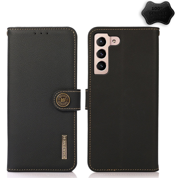 For Samsung Galaxy S23 5G KHAZNEH Custer Genuine Leather RFID Phone Case(Black) - Galaxy S23 5G Cases by buy2fix | Online Shopping UK | buy2fix