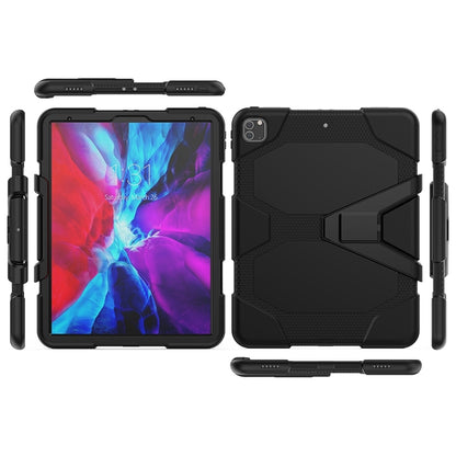 For iPad Pro 12.9 inch (2020) Shockproof Colorful Silicon + PC Protective Tablet Case with Holder & Shoulder Strap & Hand Strap (Black) - iPad Pro 12.9 (2020) Cases by buy2fix | Online Shopping UK | buy2fix