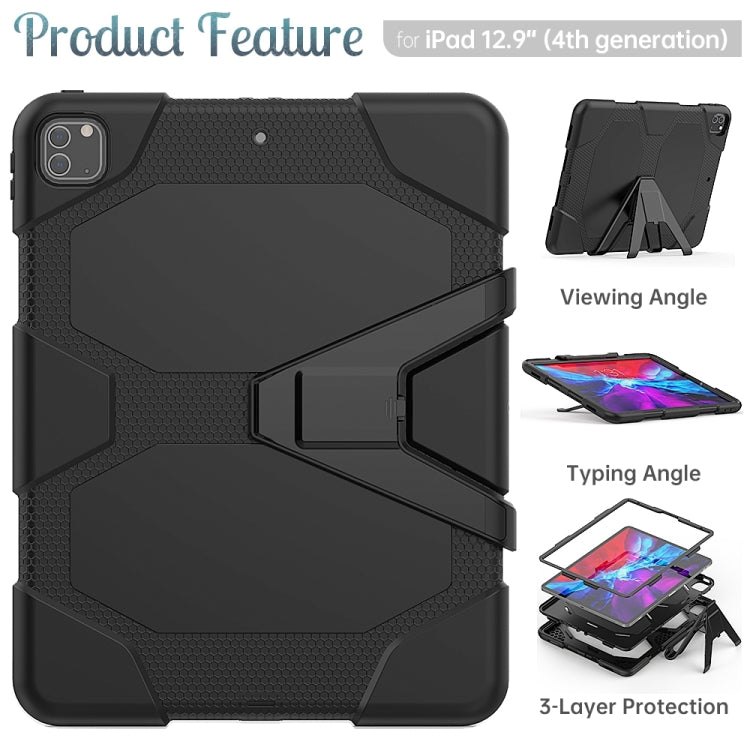For iPad Pro 12.9 inch (2020) Shockproof Colorful Silicon + PC Protective Tablet Case with Holder & Shoulder Strap & Hand Strap (Black) - iPad Pro 12.9 (2020) Cases by buy2fix | Online Shopping UK | buy2fix