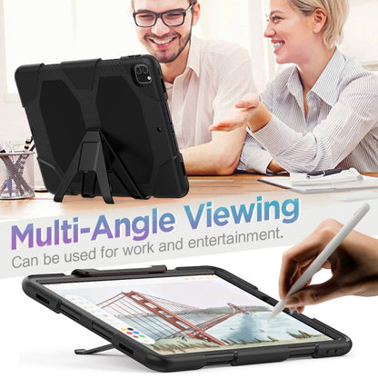 For iPad Pro 12.9 inch (2020) Shockproof Colorful Silicon + PC Protective Tablet Case with Holder & Shoulder Strap & Hand Strap (Black) - iPad Pro 12.9 (2020) Cases by buy2fix | Online Shopping UK | buy2fix