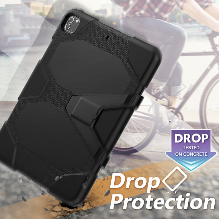 For iPad Pro 12.9 inch (2020) Shockproof Colorful Silicon + PC Protective Tablet Case with Holder & Shoulder Strap & Hand Strap (Black) - iPad Pro 12.9 (2020) Cases by buy2fix | Online Shopping UK | buy2fix