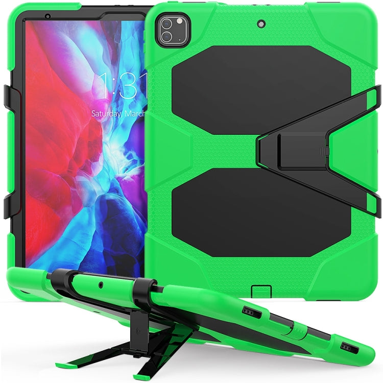 For iPad Pro 12.9 inch (2020) Shockproof Colorful Silicon + PC Protective Tablet Case with Holder & Shoulder Strap & Hand Strap (Green) - iPad Pro 12.9 (2020) Cases by buy2fix | Online Shopping UK | buy2fix