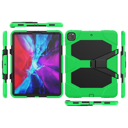 For iPad Pro 12.9 inch (2020) Shockproof Colorful Silicon + PC Protective Tablet Case with Holder & Shoulder Strap & Hand Strap (Green) - iPad Pro 12.9 (2020) Cases by buy2fix | Online Shopping UK | buy2fix