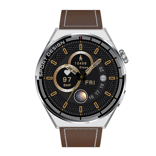 MD3MAX 1.39 inch Round Screen Leather Strap Smart Watch Supports Heart Rate Monitoring/Blood Oxygen Monitoring(Silver) by buy2fix