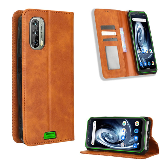 For Blackview BV7100 Magnetic Buckle Retro Texture Leather Phone Case(Brown) - More Brand by buy2fix | Online Shopping UK | buy2fix