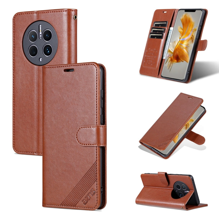 For Huawei Mate 50 Pro AZNS Sheepskin Texture Flip Leather Phone Case(Brown) - Huawei Cases by AZNS | Online Shopping UK | buy2fix