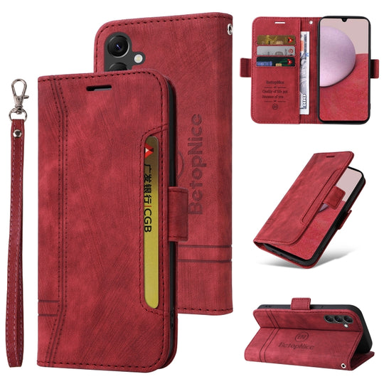 For Samsung Galaxy A14 5G BETOPNICE Dual-side Buckle Leather Phone Case(Red)