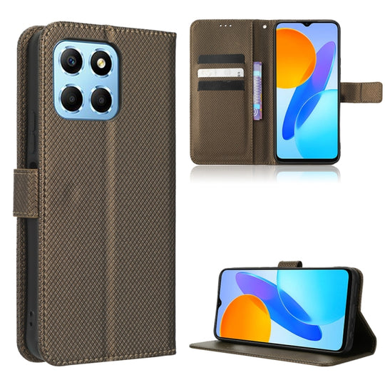 For Honor X8 5G Diamond Texture Leather Phone Case(Brown)