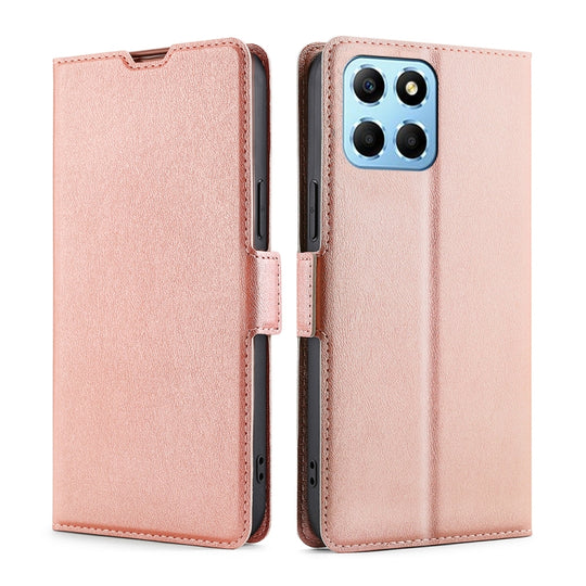 For Honor X8 5G/X6 Ultra-thin Voltage Side Buckle Horizontal Flip Leather Phone Case(Rose Gold)