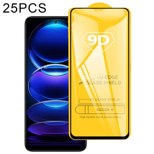 For Xiaomi Redmi Note 12 China / Note 12 Global / Poco X5 / Redmi Note 12 Turbo 25pcs 9D Full Glue Full Screen Tempered Glass Film