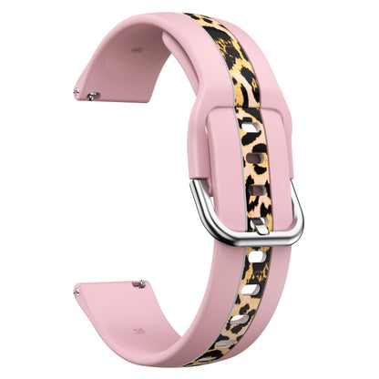 For Samsung Galaxy Watch 5 Pro 45mm Vertical Grain Printing Silicone Watch Band(Pink Leopard Print) - Watch Bands by buy2fix | Online Shopping UK | buy2fix