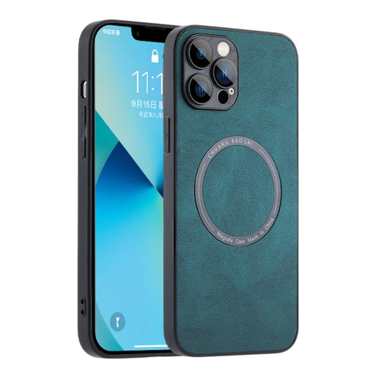 For iPhone 14 Pro Max Leather Texture Magsafe Phone Case(Green)