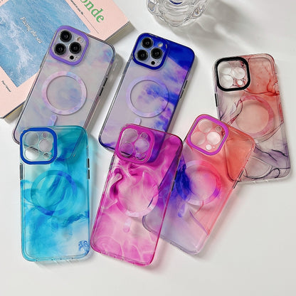 For iPhone 14 Pro Marble Dual-side Laminating Magsafe Phone Case(Sky Blue) - iPhone 14 Pro Cases by buy2fix | Online Shopping UK | buy2fix