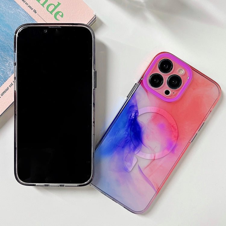 For iPhone 14 Pro Marble Dual-side Laminating Magsafe Phone Case(Purpel) - iPhone 14 Pro Cases by buy2fix | Online Shopping UK | buy2fix