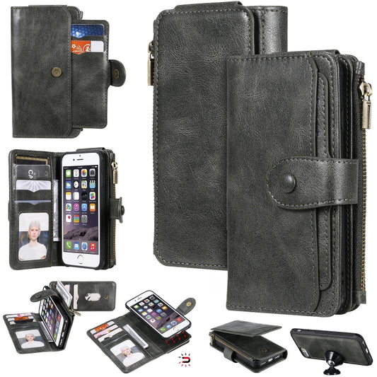 For iPhone 6 / 7 / 8 Multifunctional Retro Detachable Magnetic Horizontal Flip Leather Case with Card Slots & Holder & Wallet & Photo Frame(Dark Green) - More iPhone Cases by buy2fix | Online Shopping UK | buy2fix