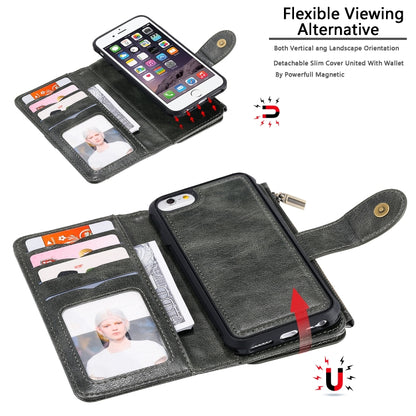 For iPhone 6 / 7 / 8 Multifunctional Retro Detachable Magnetic Horizontal Flip Leather Case with Card Slots & Holder & Wallet & Photo Frame(Dark Green) - More iPhone Cases by buy2fix | Online Shopping UK | buy2fix