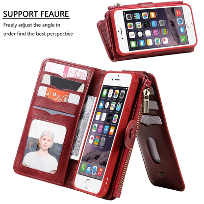 For iPhone 6 / 7 / 8 Multifunctional Retro Detachable Magnetic Horizontal Flip Leather Case with Card Slots & Holder & Wallet & Photo Frame(Red) - More iPhone Cases by buy2fix | Online Shopping UK | buy2fix