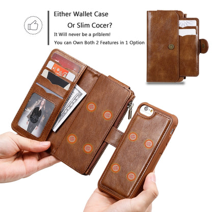 For iPhone 6 / 7 / 8 Multifunctional Retro Detachable Magnetic Horizontal Flip Leather Case with Card Slots & Holder & Wallet & Photo Frame(Brown) - More iPhone Cases by buy2fix | Online Shopping UK | buy2fix