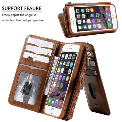 For iPhone 6 / 7 / 8 Multifunctional Retro Detachable Magnetic Horizontal Flip Leather Case with Card Slots & Holder & Wallet & Photo Frame(Brown) - More iPhone Cases by buy2fix | Online Shopping UK | buy2fix