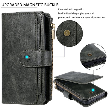 For iPhone X / XS Multifunctional Retro Detachable Magnetic Horizontal Flip Leather Case with Card Slots & Holder & Wallet & Photo Frame(Dark Green) - More iPhone Cases by buy2fix | Online Shopping UK | buy2fix
