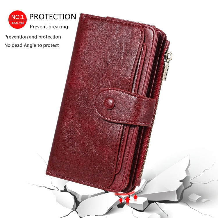For iPhone X / XS Multifunctional Retro Detachable Magnetic Horizontal Flip Leather Case with Card Slots & Holder & Wallet & Photo Frame(Red) - More iPhone Cases by buy2fix | Online Shopping UK | buy2fix