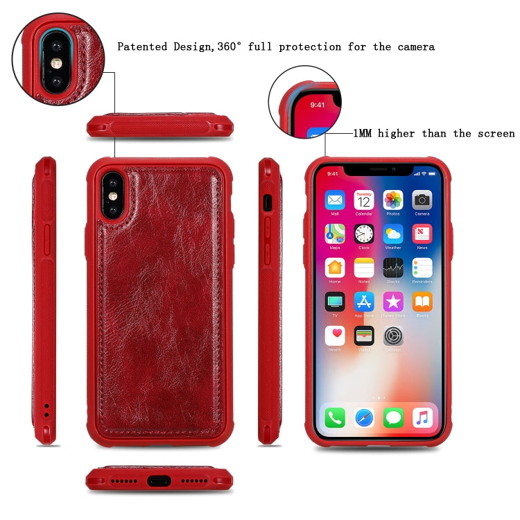 For iPhone X / XS Multifunctional Retro Detachable Magnetic Horizontal Flip Leather Case with Card Slots & Holder & Wallet & Photo Frame(Red) - More iPhone Cases by buy2fix | Online Shopping UK | buy2fix
