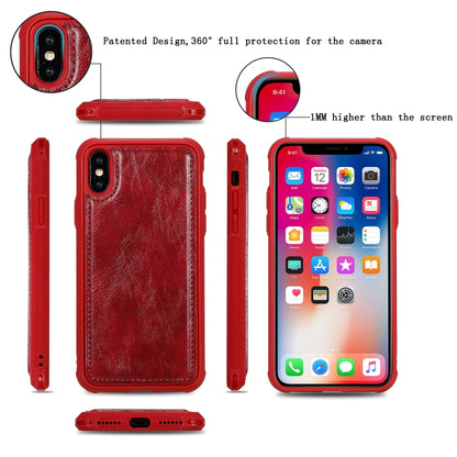 For iPhone X / XS Multifunctional Retro Detachable Magnetic Horizontal Flip Leather Case with Card Slots & Holder & Wallet & Photo Frame(Red) - More iPhone Cases by buy2fix | Online Shopping UK | buy2fix