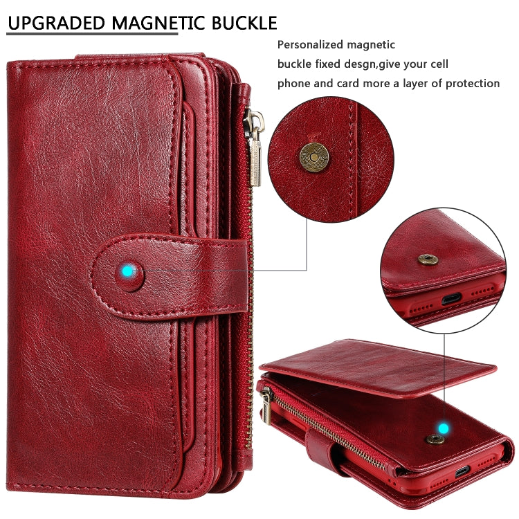 For iPhone X / XS Multifunctional Retro Detachable Magnetic Horizontal Flip Leather Case with Card Slots & Holder & Wallet & Photo Frame(Red) - More iPhone Cases by buy2fix | Online Shopping UK | buy2fix