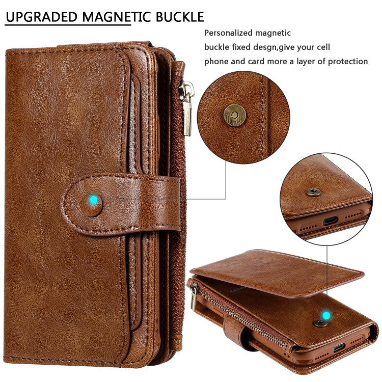 For iPhone X / XS Multifunctional Retro Detachable Magnetic Horizontal Flip Leather Case with Card Slots & Holder & Wallet & Photo Frame(Brown) - More iPhone Cases by buy2fix | Online Shopping UK | buy2fix