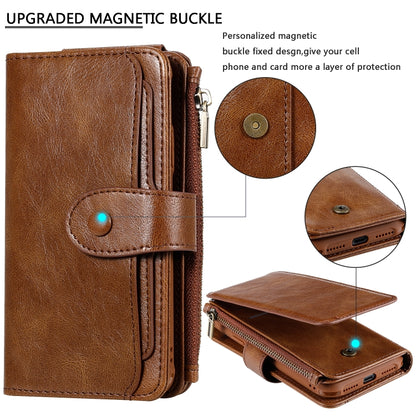 For iPhone X / XS Multifunctional Retro Detachable Magnetic Horizontal Flip Leather Case with Card Slots & Holder & Wallet & Photo Frame(Brown) - More iPhone Cases by buy2fix | Online Shopping UK | buy2fix
