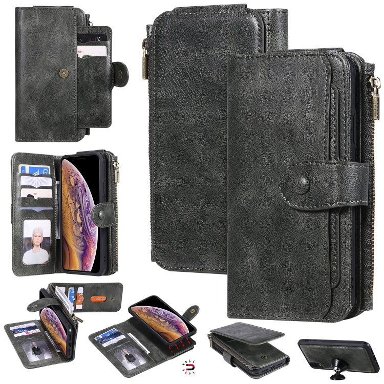 For iPhone XR Multifunctional Retro Detachable Magnetic Horizontal Flip Leather Case with Card Slots & Holder & Wallet & Photo Frame(Dark Green) - More iPhone Cases by buy2fix | Online Shopping UK | buy2fix