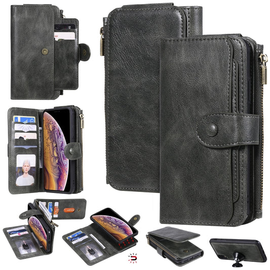 For iPhone XR Multifunctional Retro Detachable Magnetic Horizontal Flip Leather Case with Card Slots & Holder & Wallet & Photo Frame(Dark Green) - More iPhone Cases by buy2fix | Online Shopping UK | buy2fix