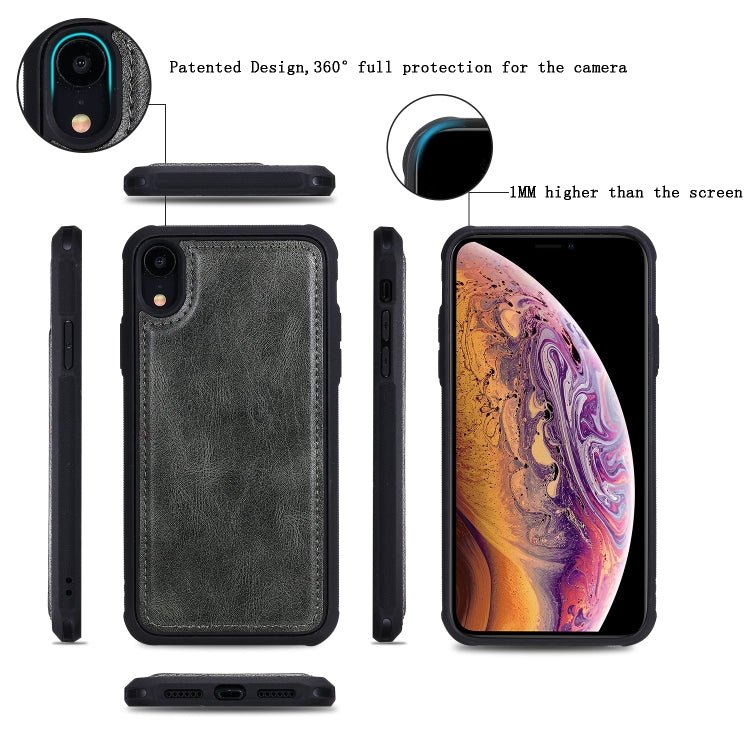 For iPhone XR Multifunctional Retro Detachable Magnetic Horizontal Flip Leather Case with Card Slots & Holder & Wallet & Photo Frame(Dark Green) - More iPhone Cases by buy2fix | Online Shopping UK | buy2fix