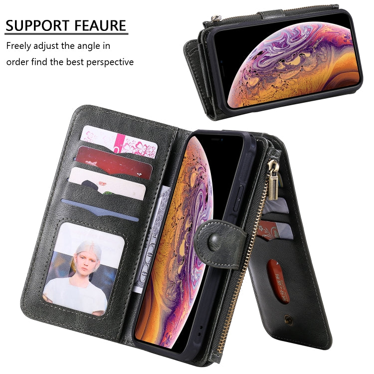 For iPhone XR Multifunctional Retro Detachable Magnetic Horizontal Flip Leather Case with Card Slots & Holder & Wallet & Photo Frame(Dark Green) - More iPhone Cases by buy2fix | Online Shopping UK | buy2fix