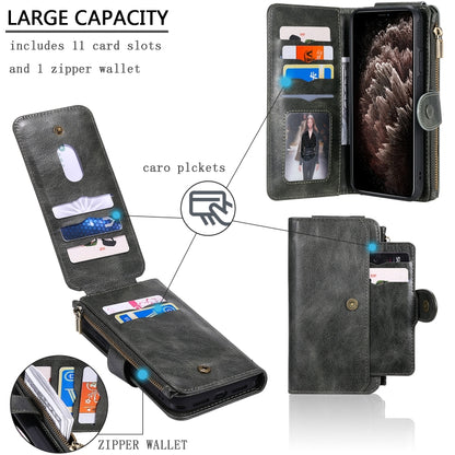 For iPhone XR Multifunctional Retro Detachable Magnetic Horizontal Flip Leather Case with Card Slots & Holder & Wallet & Photo Frame(Dark Green) - More iPhone Cases by buy2fix | Online Shopping UK | buy2fix