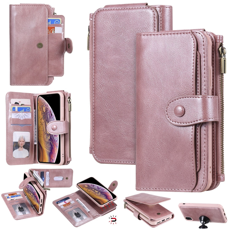 For iPhone XR Multifunctional Retro Detachable Magnetic Horizontal Flip Leather Case with Card Slots & Holder & Wallet & Photo Frame(Rose Gold) - More iPhone Cases by buy2fix | Online Shopping UK | buy2fix