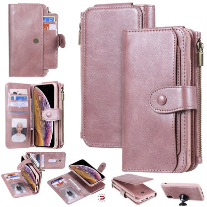 For iPhone XR Multifunctional Retro Detachable Magnetic Horizontal Flip Leather Case with Card Slots & Holder & Wallet & Photo Frame(Rose Gold) - More iPhone Cases by buy2fix | Online Shopping UK | buy2fix