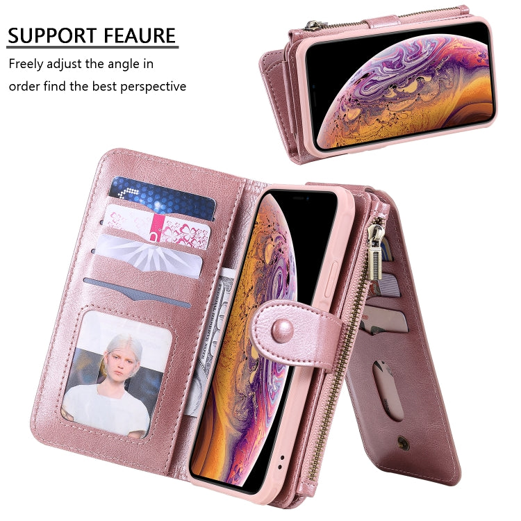 For iPhone XR Multifunctional Retro Detachable Magnetic Horizontal Flip Leather Case with Card Slots & Holder & Wallet & Photo Frame(Rose Gold) - More iPhone Cases by buy2fix | Online Shopping UK | buy2fix