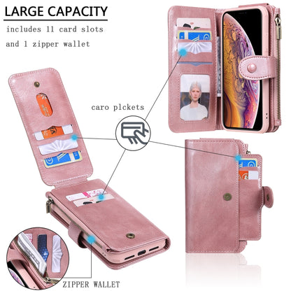 For iPhone XR Multifunctional Retro Detachable Magnetic Horizontal Flip Leather Case with Card Slots & Holder & Wallet & Photo Frame(Rose Gold) - More iPhone Cases by buy2fix | Online Shopping UK | buy2fix