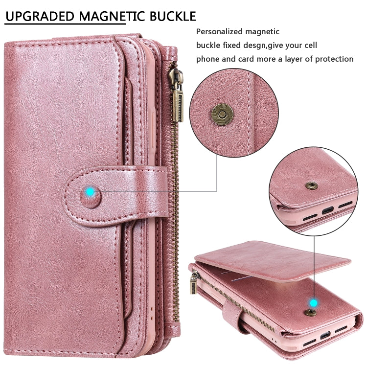 For iPhone XR Multifunctional Retro Detachable Magnetic Horizontal Flip Leather Case with Card Slots & Holder & Wallet & Photo Frame(Rose Gold) - More iPhone Cases by buy2fix | Online Shopping UK | buy2fix
