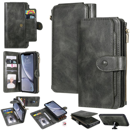 For iPhone XS Max Multifunctional Retro Detachable Magnetic Horizontal Flip Leather Case with Card Slots & Holder & Wallet & Photo Frame(Dark Green) - More iPhone Cases by buy2fix | Online Shopping UK | buy2fix