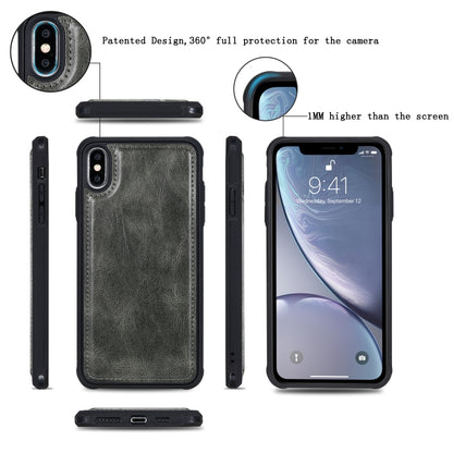 For iPhone XS Max Multifunctional Retro Detachable Magnetic Horizontal Flip Leather Case with Card Slots & Holder & Wallet & Photo Frame(Dark Green) - More iPhone Cases by buy2fix | Online Shopping UK | buy2fix
