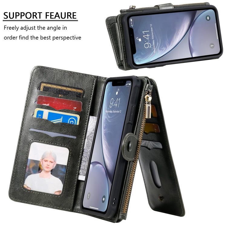 For iPhone XS Max Multifunctional Retro Detachable Magnetic Horizontal Flip Leather Case with Card Slots & Holder & Wallet & Photo Frame(Dark Green) - More iPhone Cases by buy2fix | Online Shopping UK | buy2fix