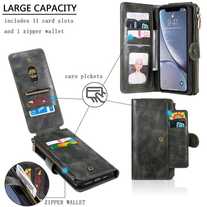 For iPhone XS Max Multifunctional Retro Detachable Magnetic Horizontal Flip Leather Case with Card Slots & Holder & Wallet & Photo Frame(Dark Green) - More iPhone Cases by buy2fix | Online Shopping UK | buy2fix