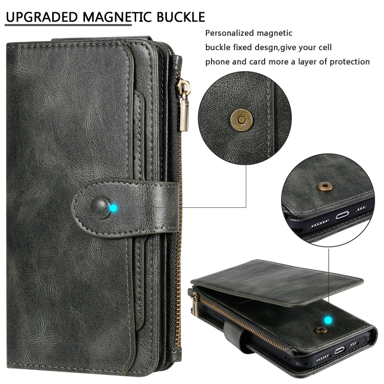For iPhone XS Max Multifunctional Retro Detachable Magnetic Horizontal Flip Leather Case with Card Slots & Holder & Wallet & Photo Frame(Dark Green) - More iPhone Cases by buy2fix | Online Shopping UK | buy2fix