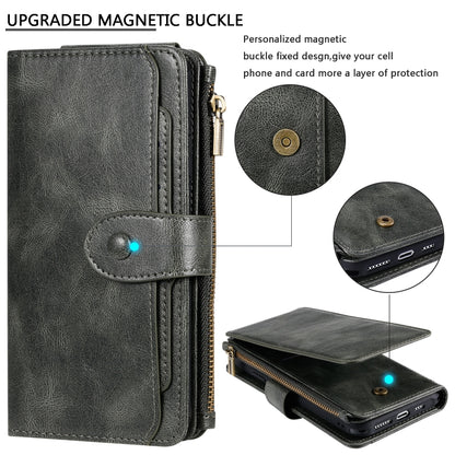 For iPhone XS Max Multifunctional Retro Detachable Magnetic Horizontal Flip Leather Case with Card Slots & Holder & Wallet & Photo Frame(Dark Green) - More iPhone Cases by buy2fix | Online Shopping UK | buy2fix