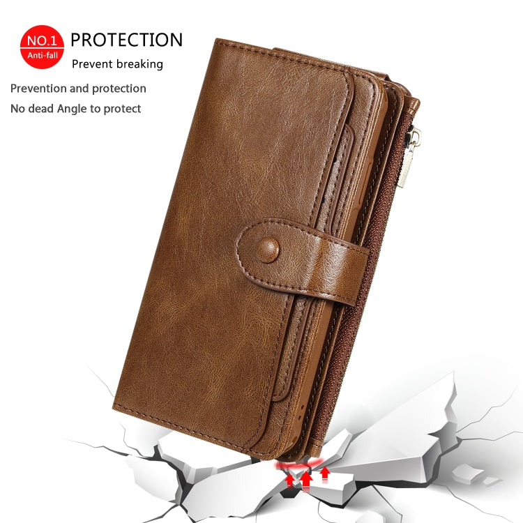 For iPhone XS Max Multifunctional Retro Detachable Magnetic Horizontal Flip Leather Case with Card Slots & Holder & Wallet & Photo Frame(Brown) - More iPhone Cases by buy2fix | Online Shopping UK | buy2fix