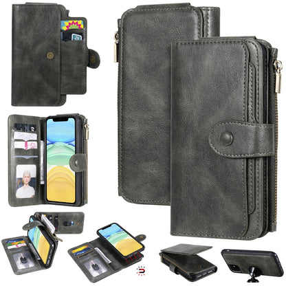 For iPhone 11 Multifunctional Retro Detachable Magnetic Horizontal Flip Leather Case with Card Slots & Holder & Wallet & Photo Frame(Dark Green) - iPhone 11 Cases by buy2fix | Online Shopping UK | buy2fix
